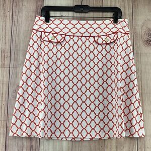 J McLaughlin Women's White Orange Skirt Sz 10 Casual Summer Resort Vacation Wear